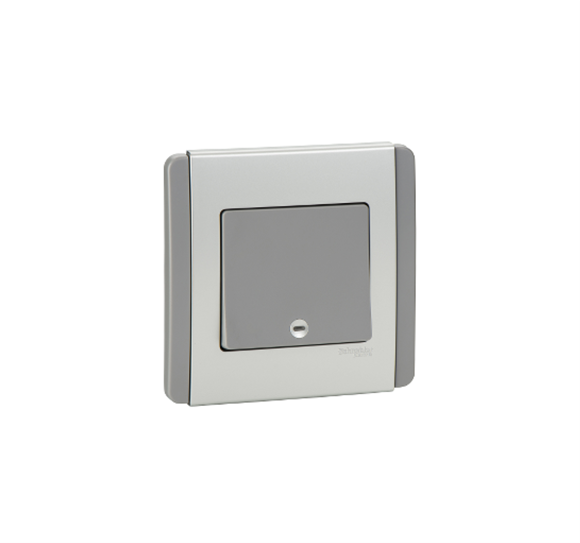 NEO - 1 Gang 2 Way Vertical Dolly Switch with Blue LED (Grey Silver)